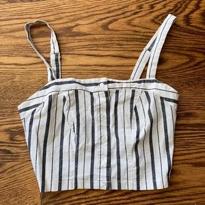 Brandy Melville cropped striped button up top